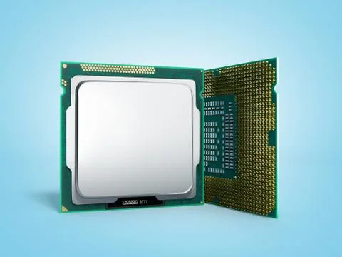 Central Computer Processors CPU High resolution 3d illustration on blue 스톡 일러스트
