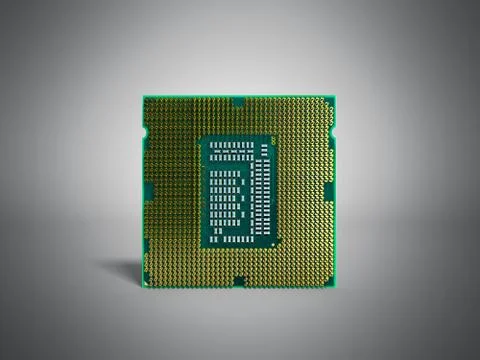 Central Computer Processors CPU High resolution 3d render on gey Illustrazione stock