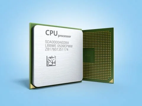 Central Computer Processors CPU High resolution 3d render on blue Illustrazione stock
