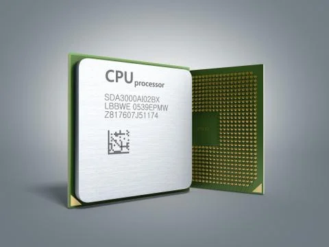 Central Computer Processors CPU High resolution 3d render on grey Stock Illustration