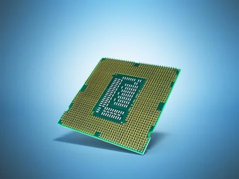 Central Computer Processors CPU High resolution 3d render on blue イラスト素材