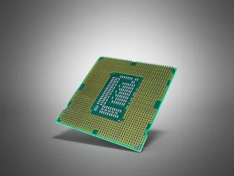 Central Computer Processors CPU High resolution 3d render on grey Stock Illustration