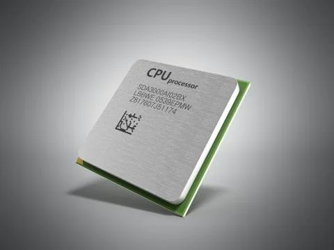 Central Computer Processors CPU High resolution 3d render on grey Stock Illustration