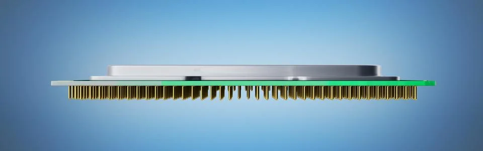 Central Computer Processors CPU High resolution 3d render on blue Stock Illustration