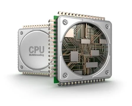 Central computer processors CPU isolated on white background Stock Illustration