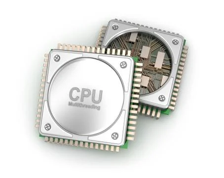 Central computer processors CPU isolated on white background . 3D illustratio Stock Illustration