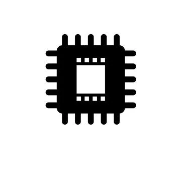 Central Computer Processors, CPU Microchip Solid Flat Vector Icon Isolated on Illustrazione stock