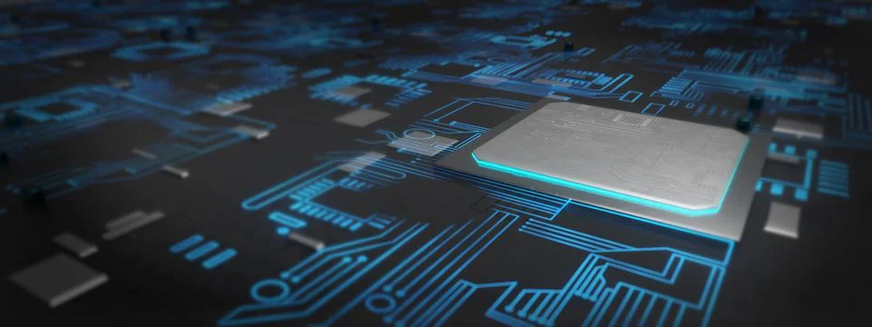 Central Computer Processors CPU motherboard concept. 3d rendering,concept ima Stock-Illustration