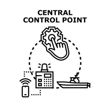 Central control point managing remote operations Stock Illustration