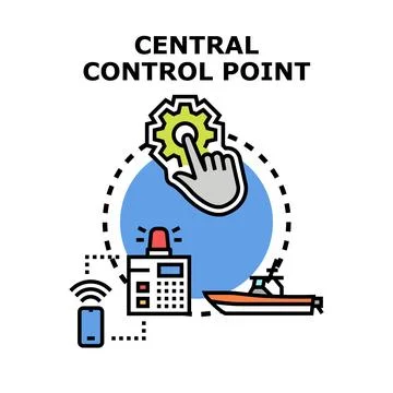 Central control point managing remote operations Stock Illustration