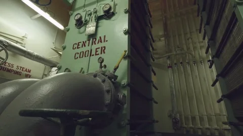 Central coolers of cooling system of ship Stock Footage 60988549