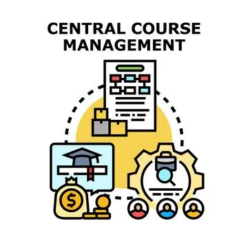 Central course management planning education and organization Stock Illustration
