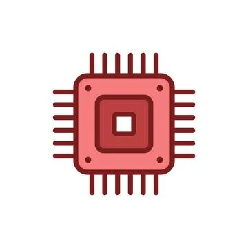 Central cpu processor icon in flat style. Microprocessor vector illustratio.. Illustrazione stock