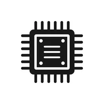 Central cpu processor icon in flat style. Microprocessor silhouette vector .. Illustrazione stock
