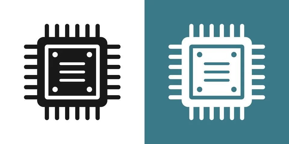 Central cpu processor icon in flat style. Microprocessor vector illustratio.. Illustrazione stock