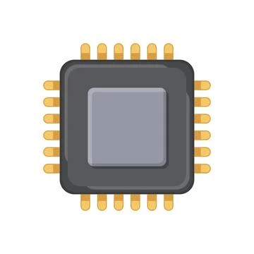 Central cpu processor icon in flat style. Microprocessor vector illustratio.. Stockillustratie