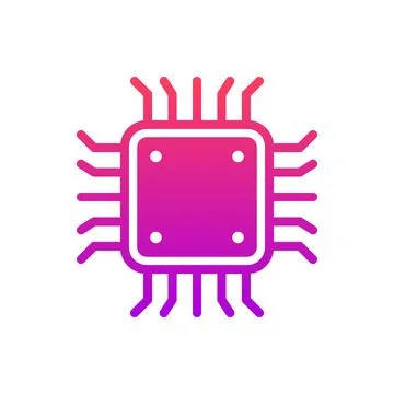 Central cpu processor icon in flat style. Microprocessor vector illustratio.. Illustrazione stock