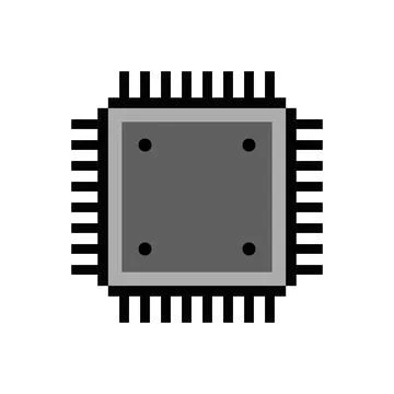 Central cpu processor icon in flat style. Microprocessor vector illustratio.. Illustrazione stock