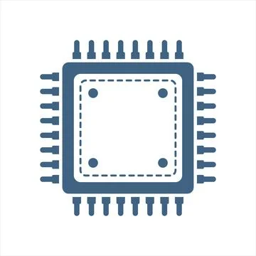 Central cpu processor icon in flat style. Microprocessor vector illustratio.. Illustrazione stock