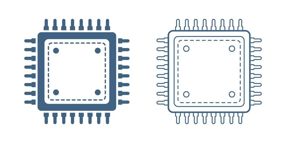 Central cpu processor icon in flat style. Microprocessor vector illustratio.. Stock Illustration