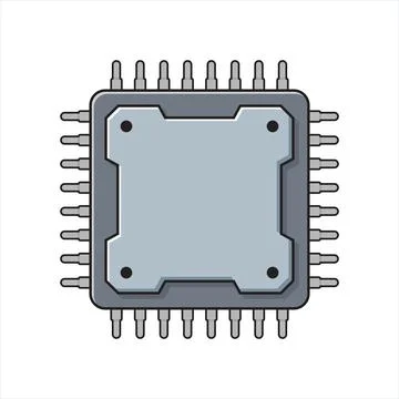Central cpu processor icon in flat style. Microprocessor vector illustratio.. Illustrazione stock