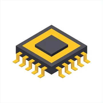 Central cpu processor icon in flat style. Microprocessor vector illustratio.. Stock Illustration