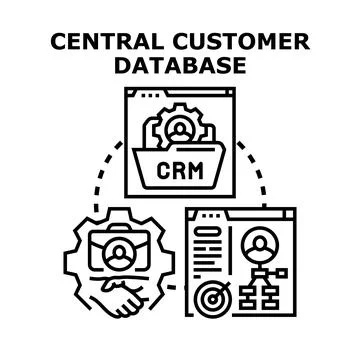 Central customer database managing client relationships and marketing Stock Illustration