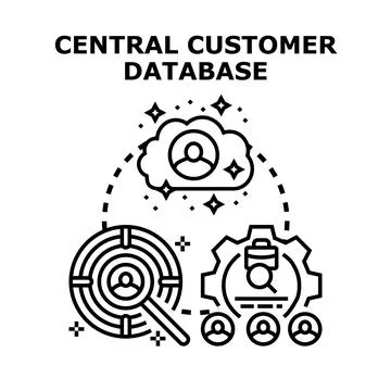 Central customer database managing client information concept Stock Illustration