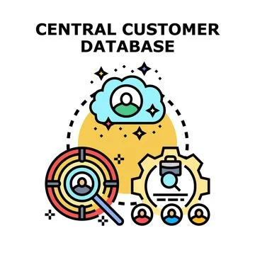 Central customer database managing client information concept Stock Illustration