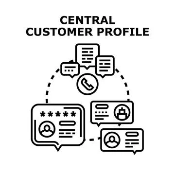 Central customer profile managing client data concept Stock Illustration