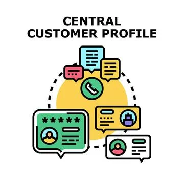 Central customer profile managing client data concept Stock Illustration