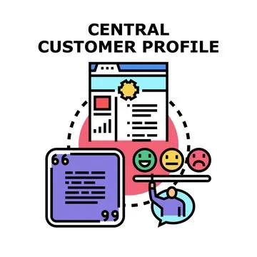 Central customer profile managing complete data and feedback 库存插图
