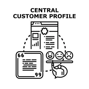 Central customer profile managing complete data and feedback Stock Illustration