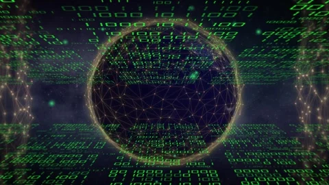 Central dark sphere responding to bright streak appearing, emitting golden lines Stock Footage 335739425
