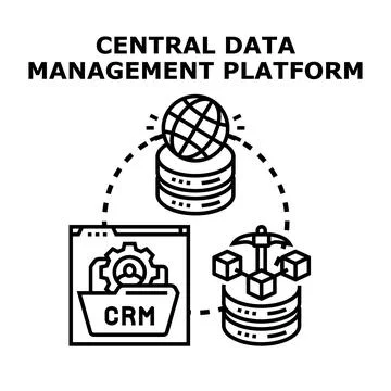 Central data management platform for business organization Stock Illustration