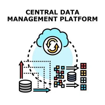Central data management platform concept icon Illustrazione stock