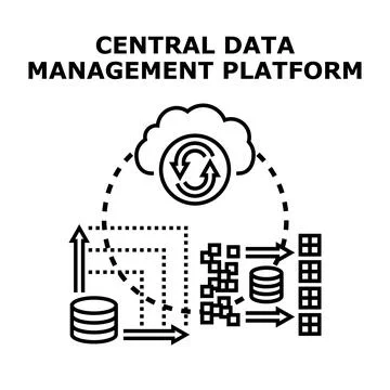 Central data management platform concept icon Stock Illustration