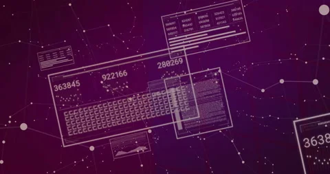 Central data panel displaying square-cell grid while numeric readouts updating Vidéo 309156229