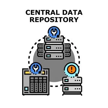 Central data repository system management and network connection 스톡 일러스트
