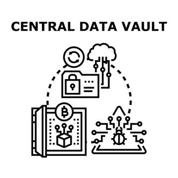 Central data vault secure computing protecting privacy Stock Illustration