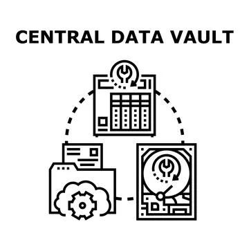 Central data vault secure information storage concept Stock Illustration