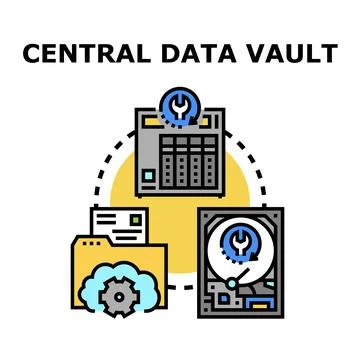 Central data vault secure information storage concept Stock Illustration