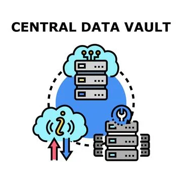 Central data vault security solution managing information Stock Illustration