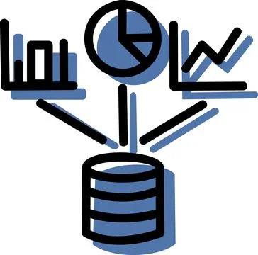 Central database analysis and reporting icon Stock Illustration