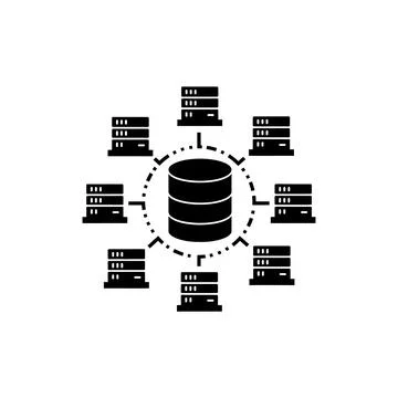 Central Database Server Black Filled Style Icon 스톡 일러스트