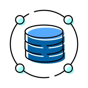 Central database server connecting to multiple network nodes Illustrazione stock