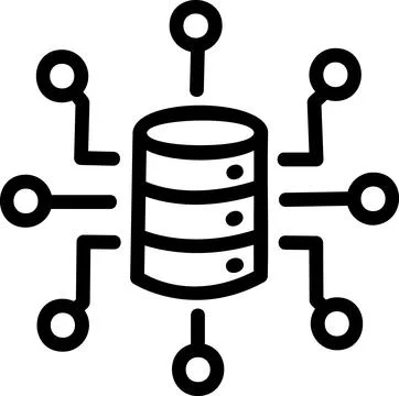 Central database server with multiple connection interfaces Illustrazione stock