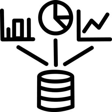 Central database splitting into multiple charts icon Stock Illustration