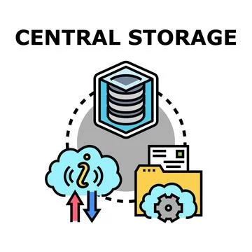 Central database storage cloud computing data network system 스톡 일러스트