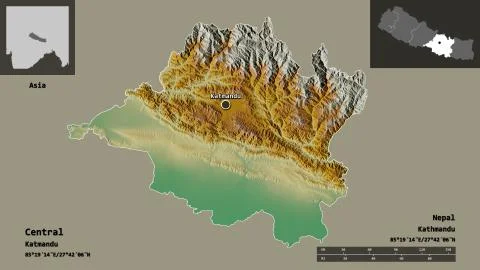 Central, development region of Nepal. Previews. Relief Stock Illustration
